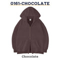 Casual zippered hoodie for men in 0161 Chocolate color with pockets and loose fit design.