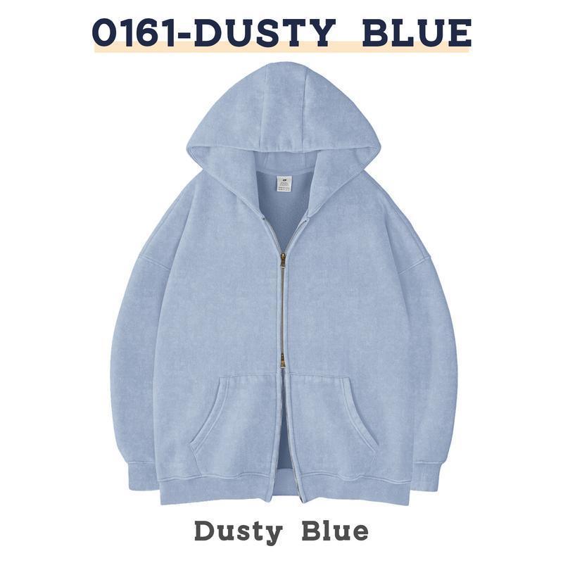 Casual Zipper Hoodies in dusty blue, featuring a loose fit and front pockets, ideal for a stylish look. casual zippered hoodie for men.